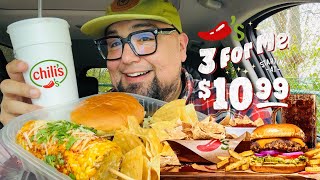 Chilis 3 For Me 1099 Deal 🍔🍟🥤 BIG SMASHER BURGER Review [upl. by Asilat851]