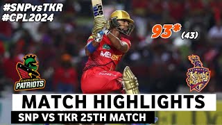 CPL Highlight 2024 SNP vs TKR 25th Match CPL 2024 Highlights  CPL 2024 highlights today [upl. by Imogen]