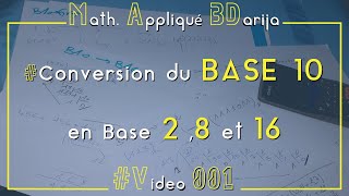 Math Appliqué BDarija 001  Conversion base 10 en base 28 et 16 [upl. by Schaffel]