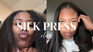 SILK PRESS SZN Come w Me to Get a Silk Press   Type 34 Natural Hair [upl. by Ludba]