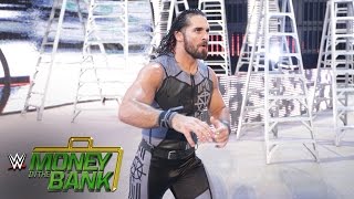 Seth Rollins heads to the ring for his battle with Roman Reigns WWE Money in the Ban [upl. by Ahusoj562]