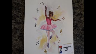 DESENHANDO UMA BAILARINA EM AQUARELA GUACHE E NANQUIM [upl. by Summons507]