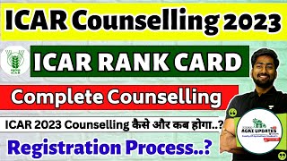 ICAR Rank Card 2023 🤔 ICAR Counselling Process 2023  ICAR Registration Process  CUET ICAR 2023 [upl. by Christin]