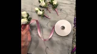 How to wrap a boutonnière stem with ribbon DesignbyElisa [upl. by Esorylime876]