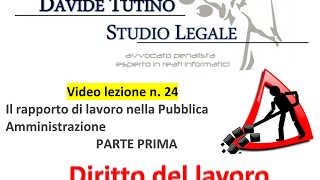 Diritto del lavoro  Video Lezione n 24 Il rapporto di lavoro nella Pubblica Amministrazione 1 [upl. by Tatianna]