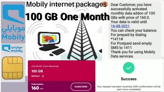 Mobily Monthly internet Packages 100 GB 1Month 160 SAR  Mobily SIM Data Packages Activated Tutorial [upl. by Rudolfo]