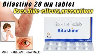 Bilastine 20 mg  Bilastine tablets 20 mg UsesSide effectsDose and precautions  In Hindi [upl. by Aelyak]