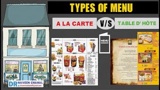 Different types of Menu A la carte vs table d’ hôte [upl. by Sufur]