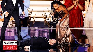 Jimmy Kimmel Lying Onstage During Quinta Brunson’s Emmys Speech Spurs Backlash  THR News [upl. by Aklog]