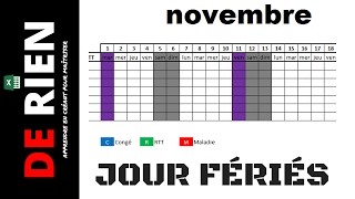 mis en forme conditionnelle des jours fériés dun planning de personnel [upl. by Denby]