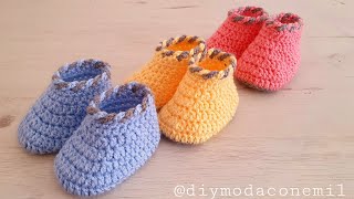 Como tejer botitas a crochet para bebé de 03 meses [upl. by Marijn]