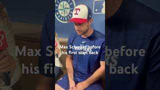 Max Scherzer talks with press before his first start back rangers maxscherzer [upl. by Analim]