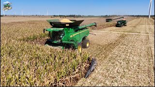 Crossroad Farms Corn Harvest 2024  John Deere X9 1100 Combines with 24 Row Corn Heads [upl. by Jeanette]