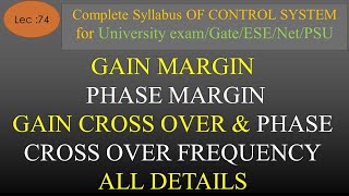 Lec74 Gain marginPhase margin Gain Cross Over and Phase Cross Over Frequency  CS  R K Classes [upl. by Philippe]