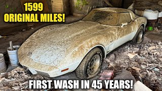 First Wash in 45 Years BARN FIND Corvette With 1599 Original Miles  Satisfying Restoration [upl. by Maryanna]