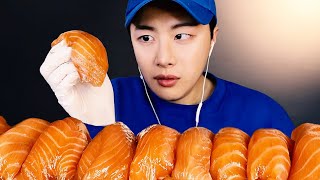 SUB대왕연어초밥 리얼사운드 먹방ASMR🍣MUKBANG GIANT SALMON SUSHI EATING SOUNDS SHOW 大王鮭寿司 cá hồi แซลมอน [upl. by Ahsilac]