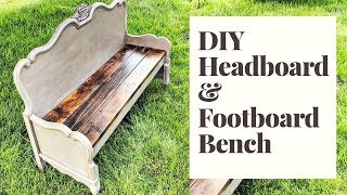 DIY Farmhouse Bench  Repurposed Headboard and Footboard [upl. by Emiolhs965]