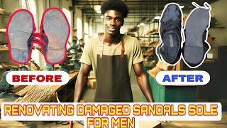 Renovating Damaged Sandals Sole how men diy [upl. by Ynttirb]