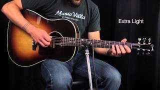 The Ultimate Acoustic String Comparison  Extra Light vs Custom Light vs Light vs Medium [upl. by Sucramel]