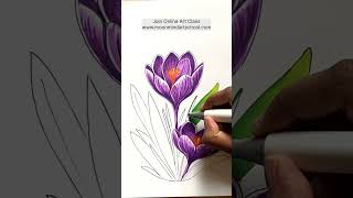 Draw Crocus flowers with me shorts art easydrawing ohuhumarkers flowerdrawing [upl. by Ardel]