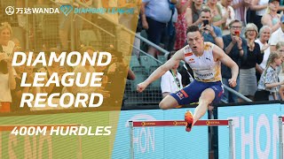 Karsten Warholm breaks 400m hurdles series record on home soil in Oslo  Wanda Diamond League 2023 [upl. by Yeta]