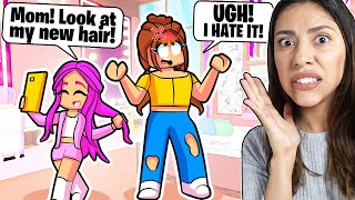 MY DAUGHTER DYED HER HAIR PINK so I GROUNDED HER for A MONTH  Roblox Bloxburg Roleplay [upl. by Sonahpets]