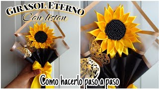 Como hacer girasoles eternos  🌻Como hacer un girasol de listón paso a paso✨ [upl. by Ellitnahc]