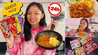 I Only Ate quotRAMEN NOODLESquot For 24 HOURS🍜😱Food Challenge😋 [upl. by Yldarb83]