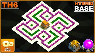 NEW TH6 HybridWar Base 2024 COPY link  COC Town Hall 6 Trophy Base Layout  Clash of Clans [upl. by Enayr]