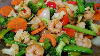 SHRIMP AND VEGETABLES STIR FRYRESTAURANT STYLE STIR FRY RECIPE [upl. by Annoval210]