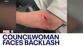 Councilwoman faces backlash after biting NYPD officer [upl. by Enirac34]