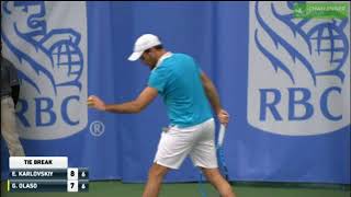 42 point tie break between Guillermo Olaso and Evegny Karlovskiy at the Dallas Challenger 2018 [upl. by Touber]