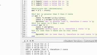 34 Quadratics Example Using If Statement in MATLAB Part 2 [upl. by Sherline95]