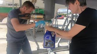 Changing the oil on a saildrive  Volvo Penta S130 Saildrive  Boat Projects [upl. by Clercq]