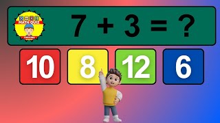 20 Math Quiz for Kids  One Digit Addition Quiz [upl. by Nared167]