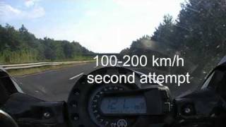 Yamaha FZ6 Fazer Model 2005 Acceleration 100200 kmh [upl. by Ardnikal]