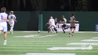 Cal Poly mens soccer hosts UCSB in BlueGreen rivalry matchup [upl. by Donough818]