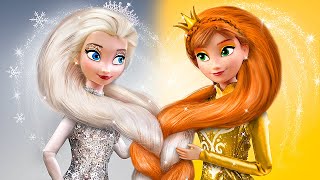 Golden Anna and Silver Elsa 32 Frozen DIYs [upl. by Eupheemia]