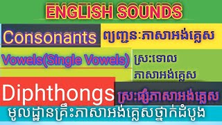 English SoundConsonantsSingle vowels Diphthongsសូរសំឡេងព្យញ្ជនៈស្រៈទោលស្រផ្សំ ភាសាអង់គ្លេស [upl. by Einnoc]