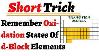 REMEMBER OXIDATION STATE OF dBLOCK ELEMENTS  SHORT TRICKS [upl. by Babara]