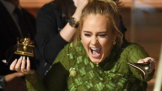 Adele Breaks Grammy In Half For Beyonce  Video [upl. by Enenaej]