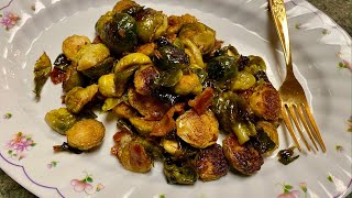 Brussel sprouts with Bacon in a balsamic glaze [upl. by Kym]