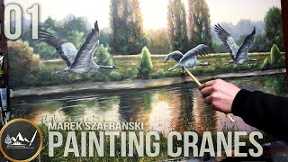 01 Painting “Cranes over the pool” acrylic on canvas Marek Szafrański [upl. by Kurland]