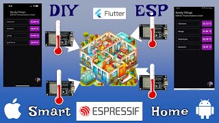 Smart Home temperature sensor mesh on ESPNOW ESP32 DS18B20 devices with iOS Android Flutter App [upl. by Lajet921]