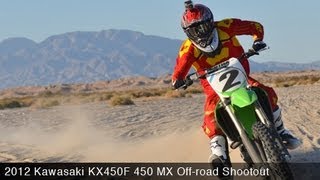 MotoUSA 450 MX OffRoad Shootout 2012 Kawasaki KX450F [upl. by Lyram371]