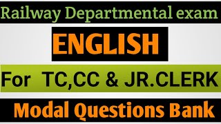 Tc cc amp Jrclerk railway departmental exam English question bank railway departmental exam [upl. by Ardiek]