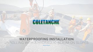 Waterproofing installation  Unrolling with Hydraulic Beam on slopes [upl. by Osicran568]