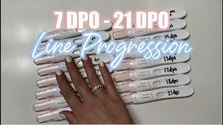 PREGNANCY TEST LINE PROGRESSION 2020 no positive until 16 DPO  Rachel K [upl. by Enetsuj]