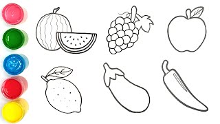 How to Draw Fruits amp Vegetables easy Drawing easy step by step  easy and cute Drawing for kids LIVE [upl. by Lraep]