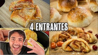 Recetas con masa de Pizza  4 Ideas de entrantes faciles y rapidos a base de PIZZA [upl. by Okiam]